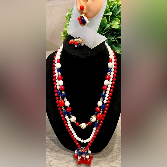 HONG KONG 5 piece JEWELRY SET-AMAZING RED WHITE BLUE🇺🇸 - Picture 3 of 12